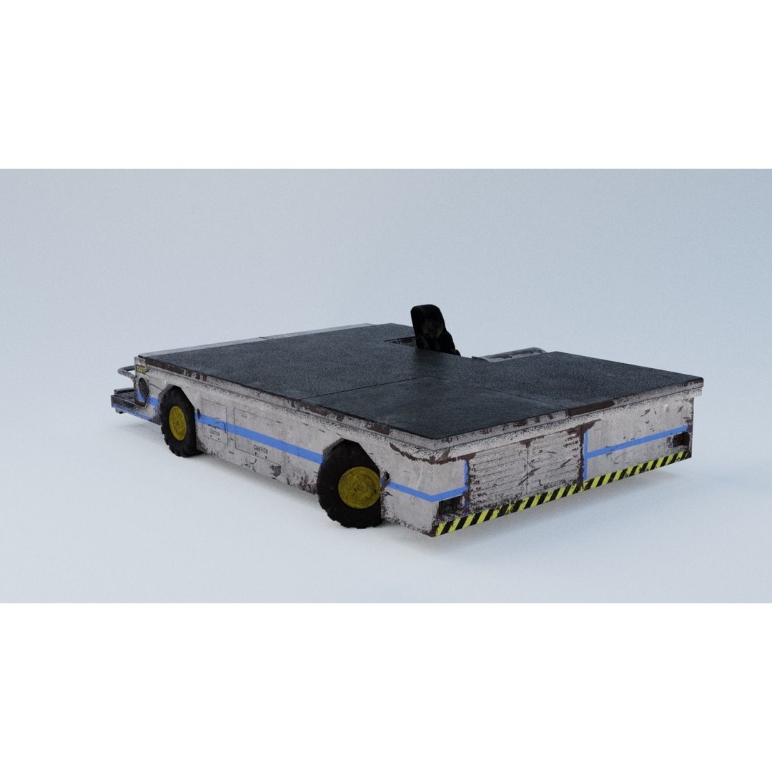 Aircraft Tow Tractor 3D Model – Worn Industrial Vehicle, FBX, PBR Textures - View 14