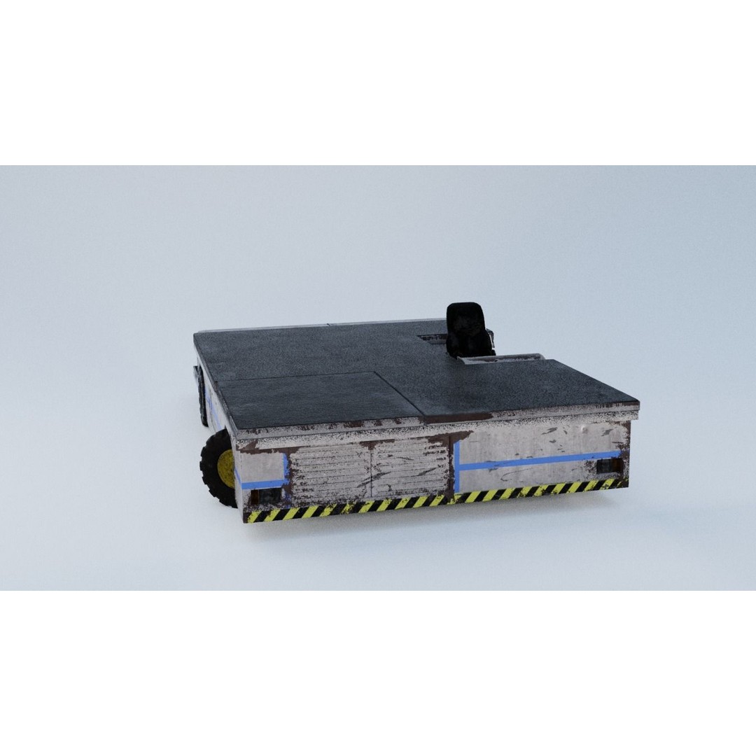 Aircraft Tow Tractor 3D Model – Worn Industrial Vehicle, FBX, PBR Textures - View 15