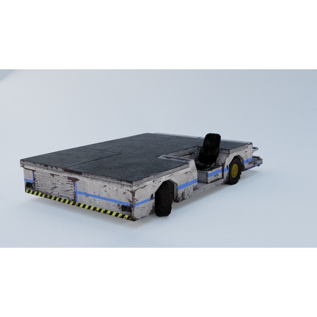 Aircraft Tow Tractor 3D Model – Worn Industrial Vehicle, FBX, PBR Textures - View 17