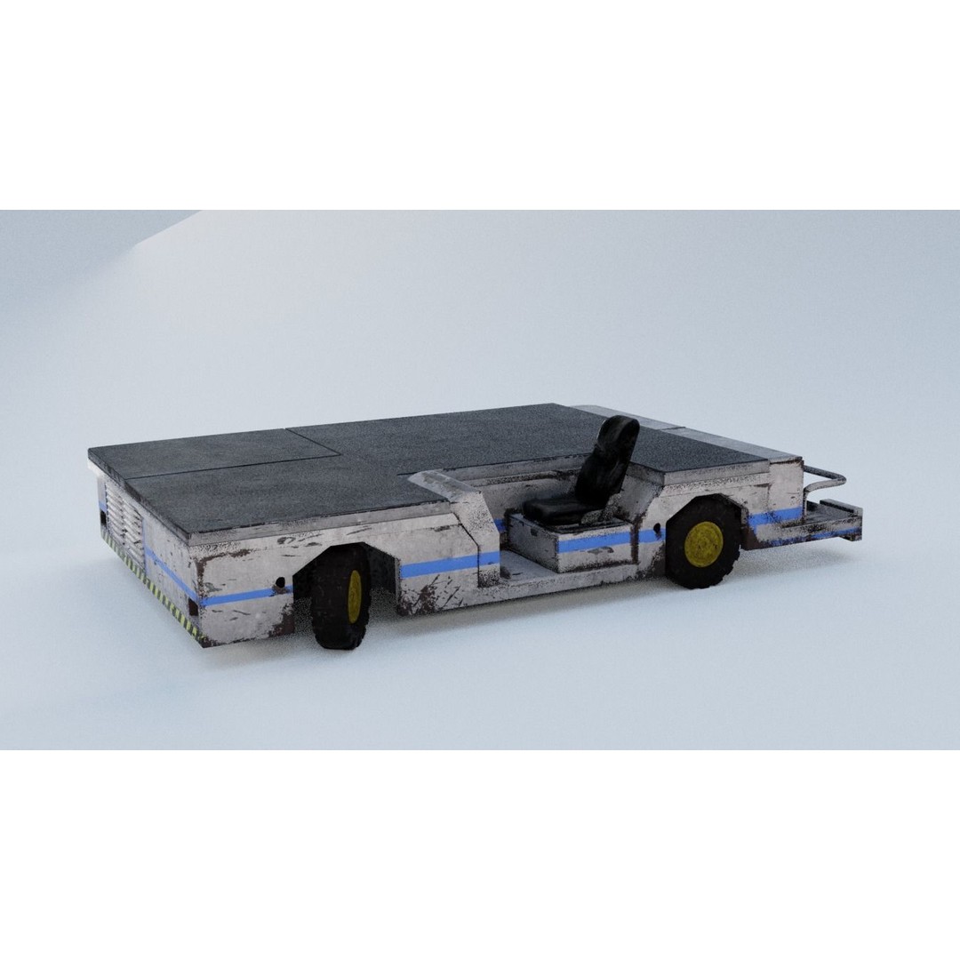 Aircraft Tow Tractor 3D Model – Worn Industrial Vehicle, FBX, PBR Textures - View 18