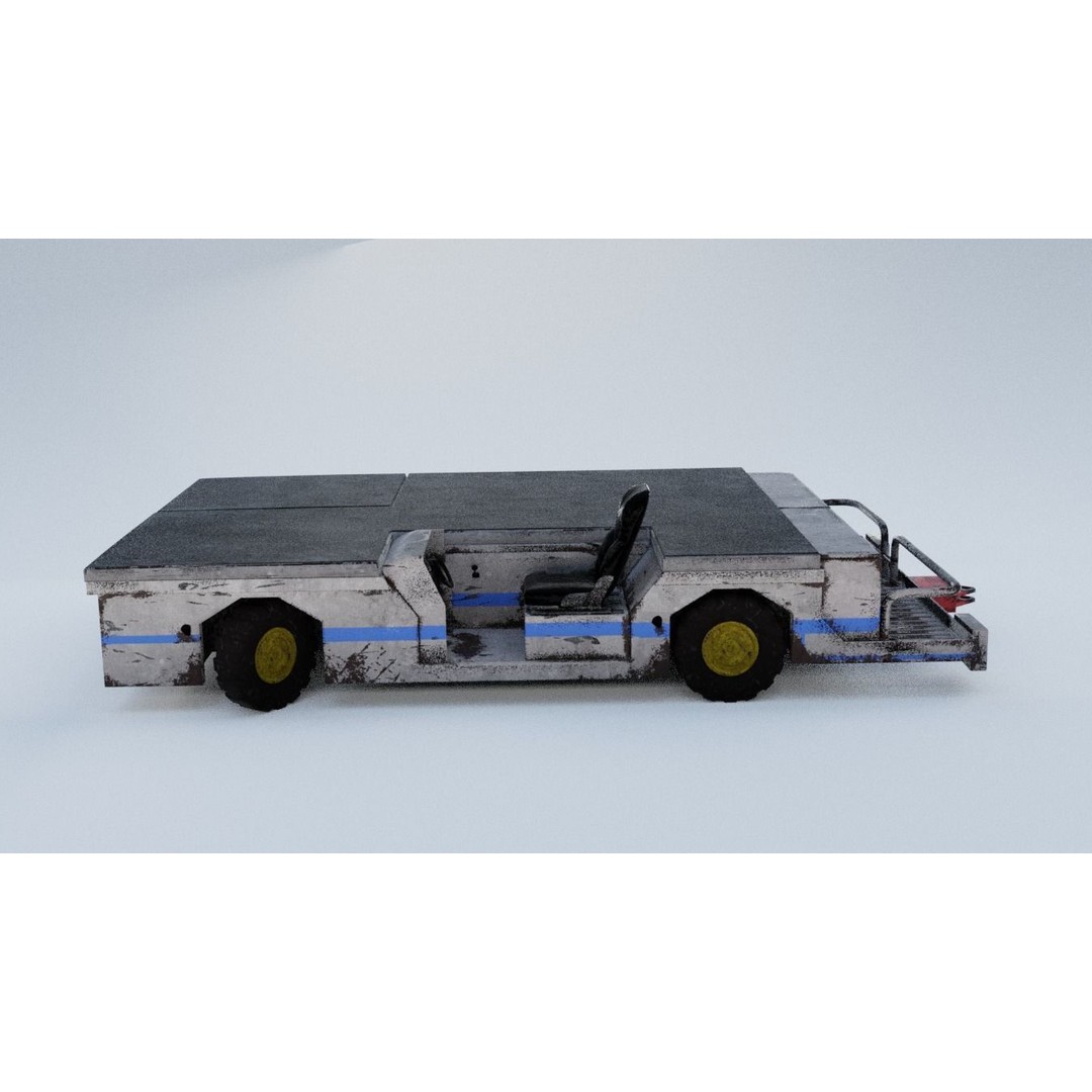 Aircraft Tow Tractor 3D Model – Worn Industrial Vehicle, FBX, PBR Textures - View 19