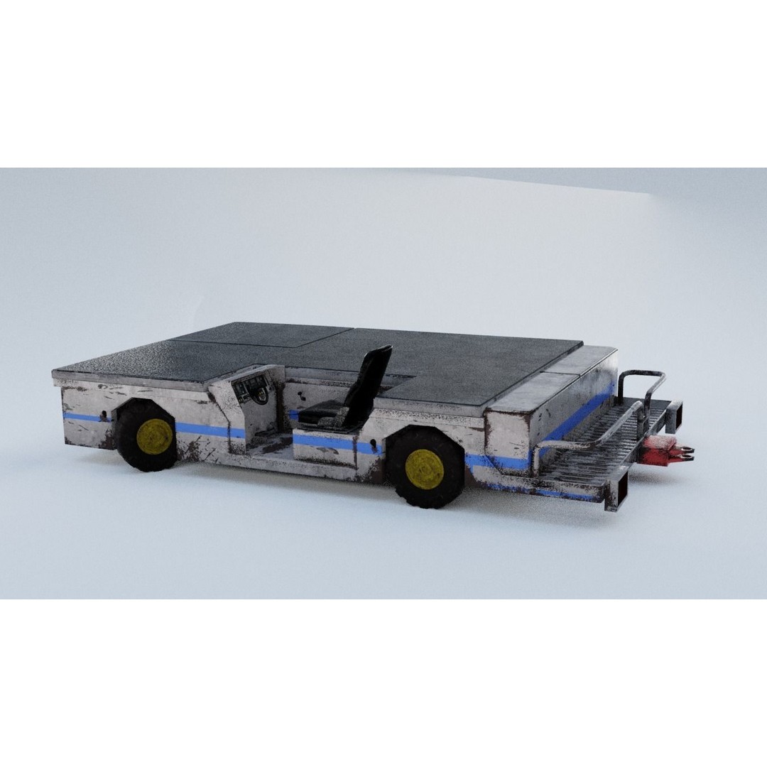 Aircraft Tow Tractor 3D Model – Worn Industrial Vehicle, FBX, PBR Textures - View 20