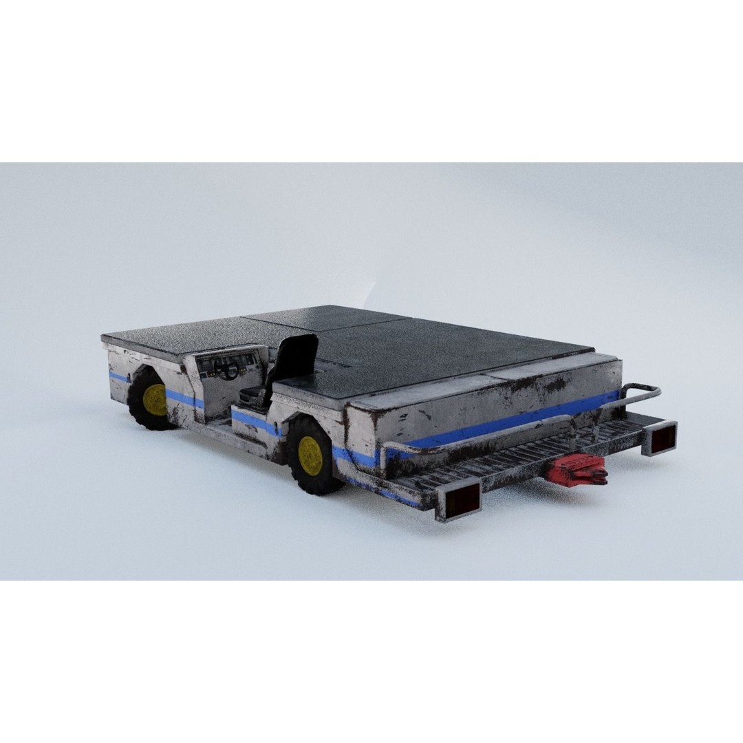 Aircraft Tow Tractor 3D Model – Worn Industrial Vehicle, FBX, PBR Textures - View 21