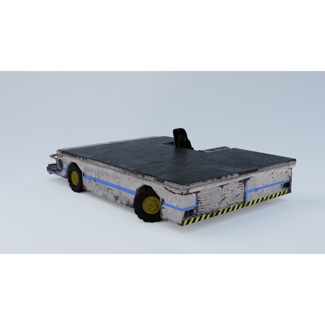 Aircraft Tow Tractor 3D Model – Worn Industrial Vehicle, FBX, PBR Textures - View 28