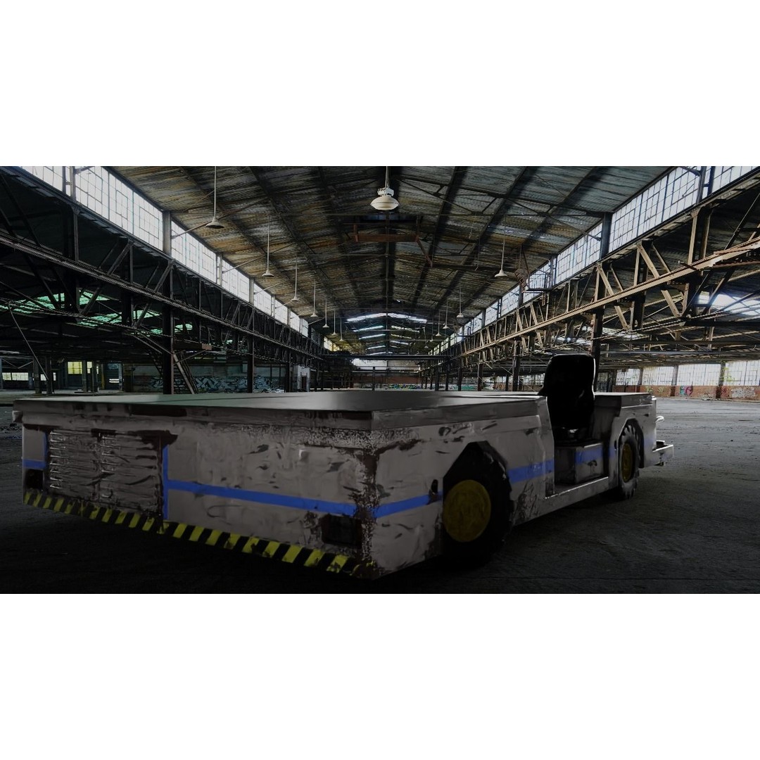 Aircraft Tow Tractor 3D Model – Worn Industrial Vehicle, FBX, PBR Textures - View 3