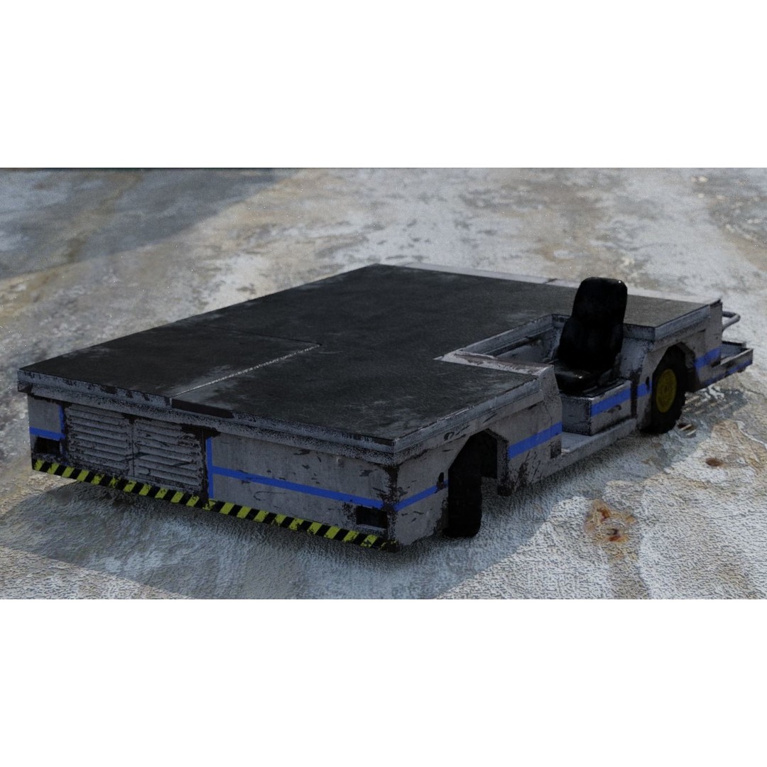 Aircraft Tow Tractor 3D Model – Worn Industrial Vehicle, FBX, PBR Textures - View 5