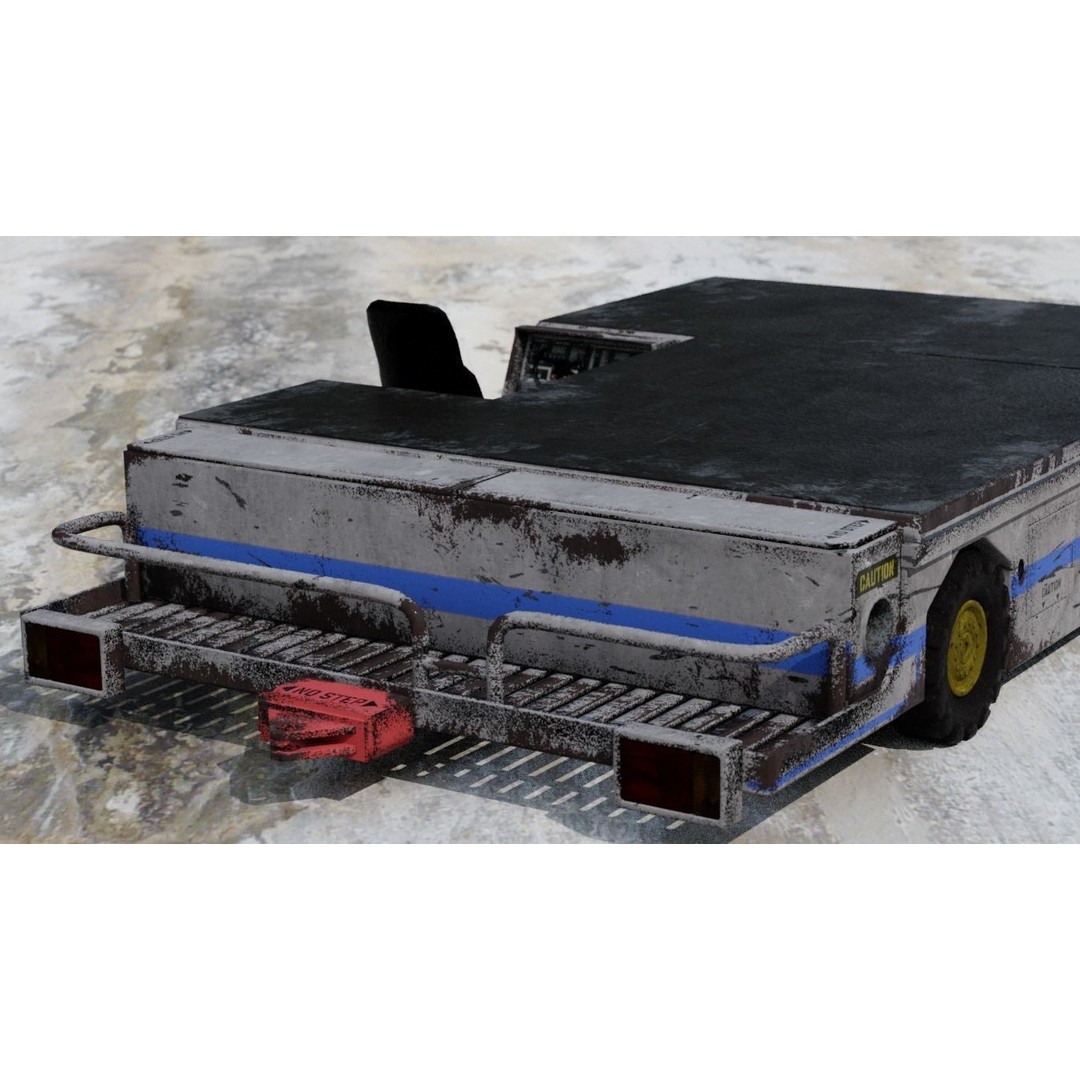 Aircraft Tow Tractor 3D Model – Worn Industrial Vehicle, FBX, PBR Textures - View 7