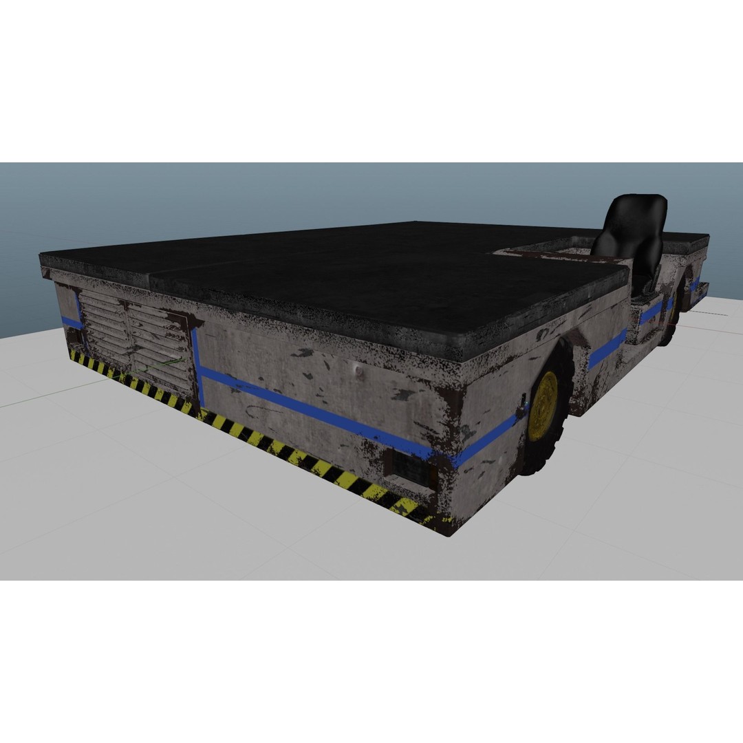 Aircraft Tow Tractor 3D Model – Worn Industrial Vehicle, FBX, PBR Textures - View 8