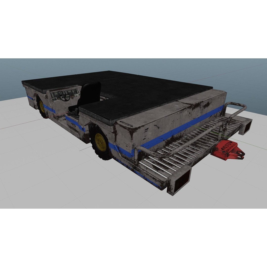 Aircraft Tow Tractor 3D Model – Worn Industrial Vehicle, FBX, PBR Textures - View 9