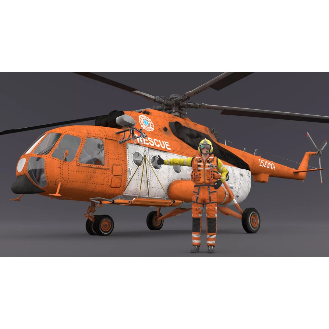 Pilots and Helicopters 3D Model – Low Poly Game Asset, FBX, OBJ - View 2