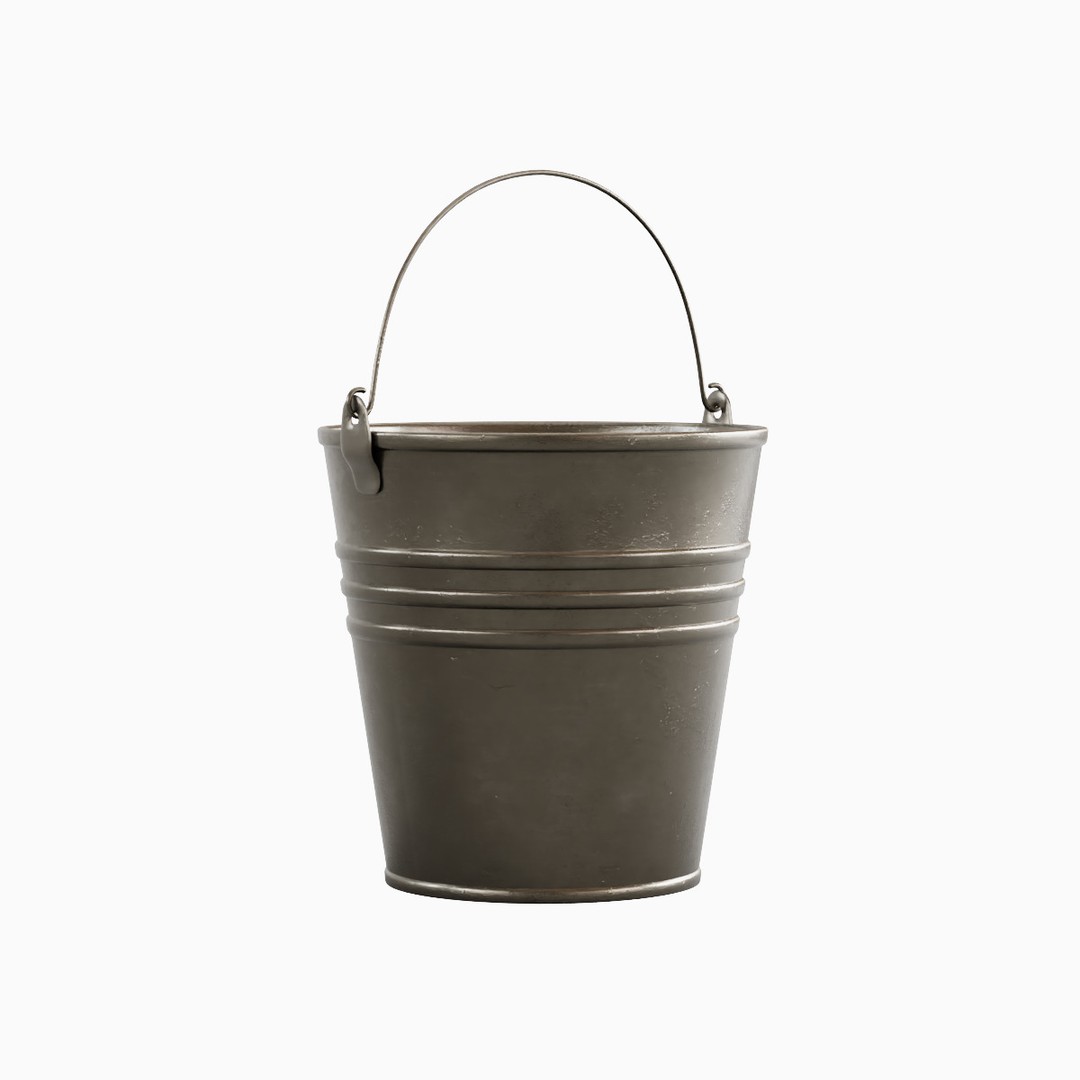 Steel Bucket Set B 3D Model – Mid Poly PBR Asset, FBX & OBJ Formats - View 10