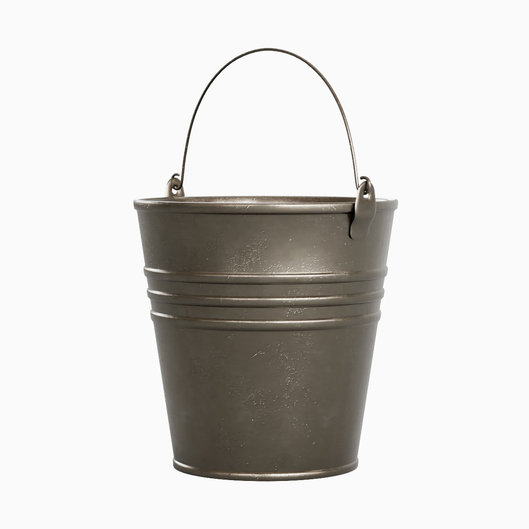 Steel Bucket Set B 3D Model – Mid Poly PBR Asset, FBX & OBJ Formats - View 11
