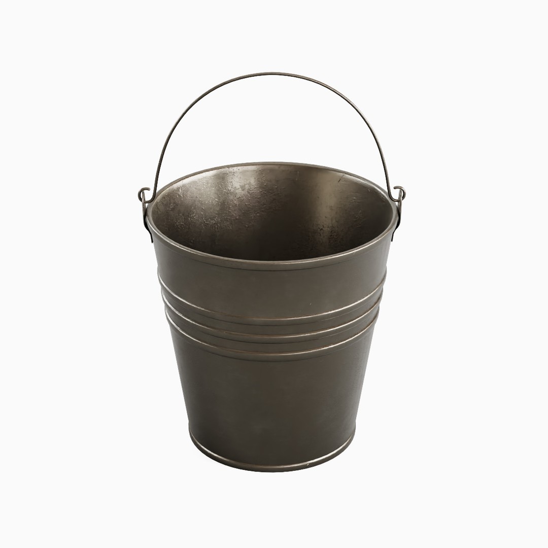 Steel Bucket Set B 3D Model – Mid Poly PBR Asset, FBX & OBJ Formats - View 12