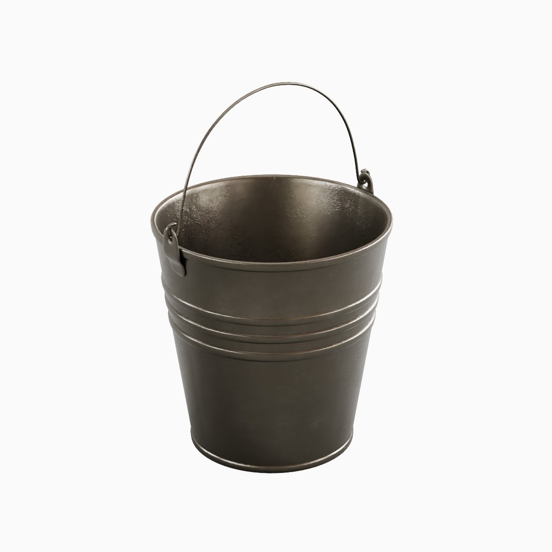 Steel Bucket Set B 3D Model – Mid Poly PBR Asset, FBX & OBJ Formats - View 13