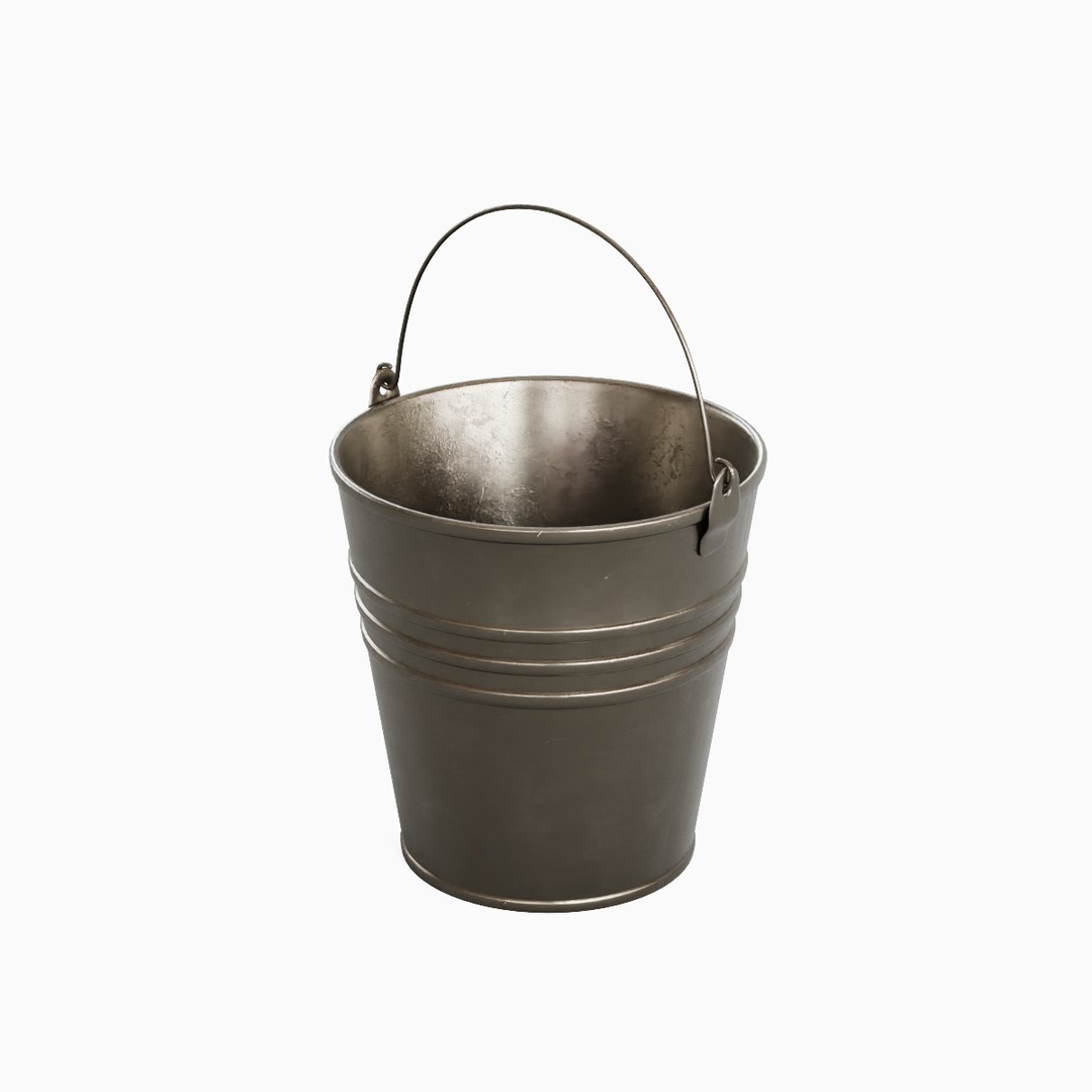 Steel Bucket Set B 3D Model – Mid Poly PBR Asset, FBX & OBJ Formats - View 14