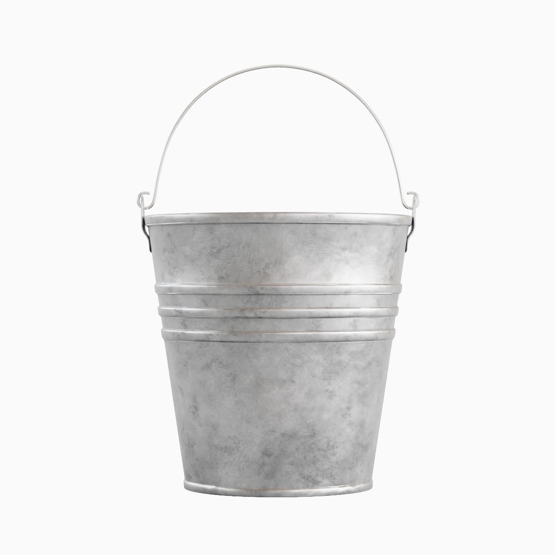 Steel Bucket Set B 3D Model – Mid Poly PBR Asset, FBX & OBJ Formats - View 15
