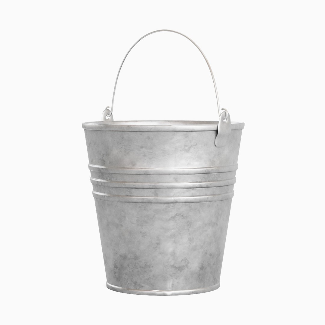 Steel Bucket Set B 3D Model – Mid Poly PBR Asset, FBX & OBJ Formats - View 17
