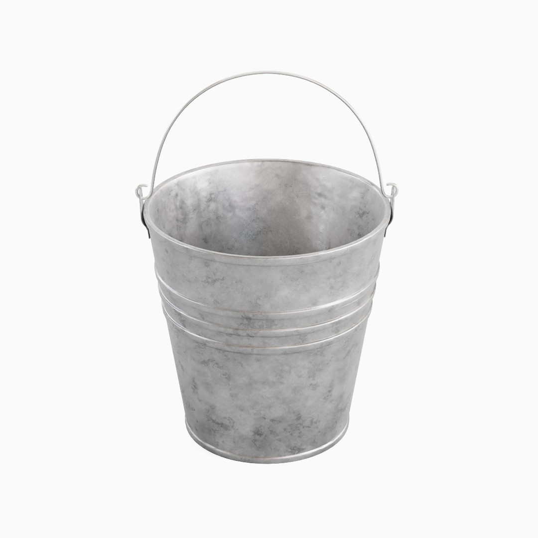 Steel Bucket Set B 3D Model – Mid Poly PBR Asset, FBX & OBJ Formats - View 18
