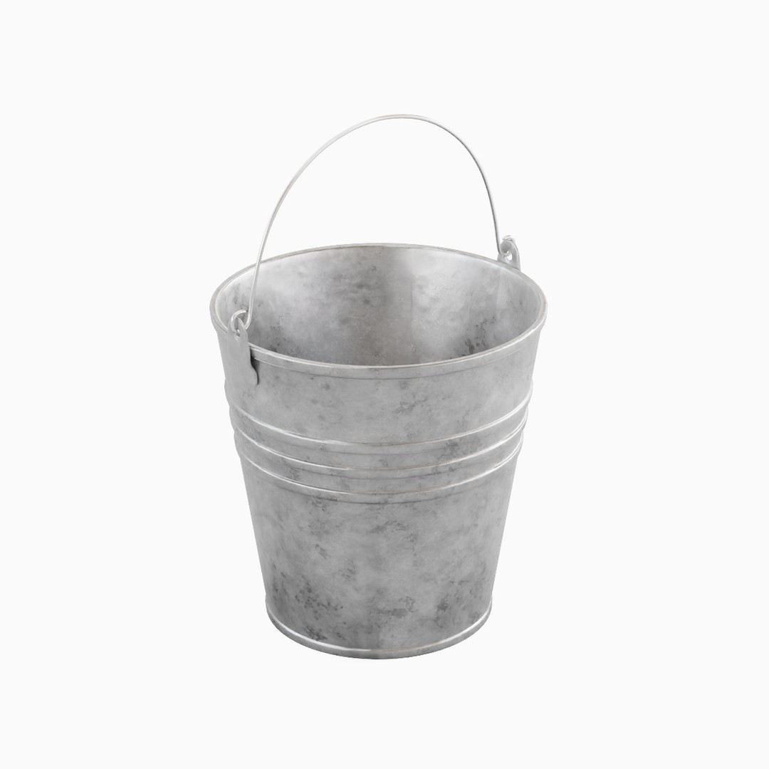 Steel Bucket Set B 3D Model – Mid Poly PBR Asset, FBX & OBJ Formats - View 19