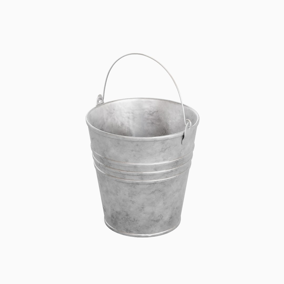 Steel Bucket Set B 3D Model – Mid Poly PBR Asset, FBX & OBJ Formats - View 20