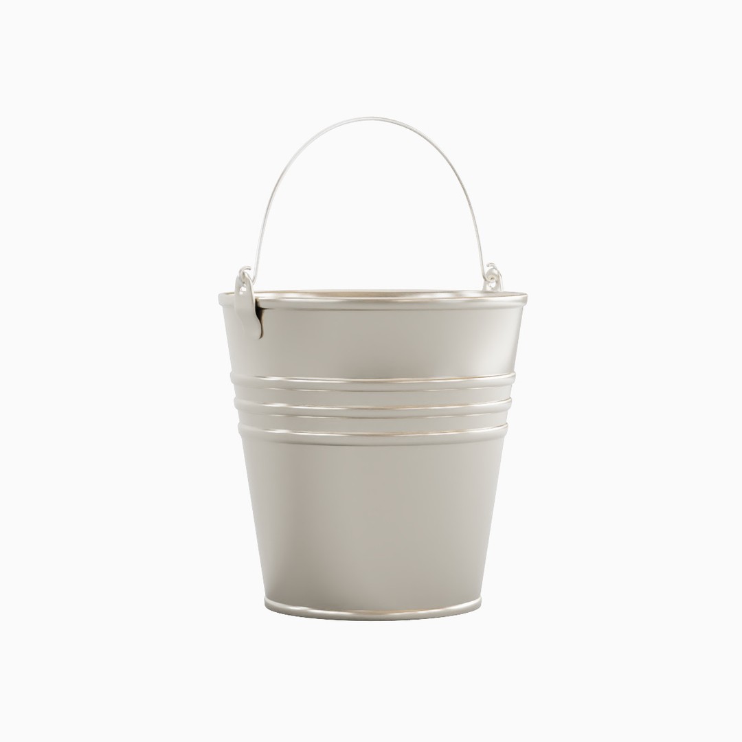 Steel Bucket Set B 3D Model – Mid Poly PBR Asset, FBX & OBJ Formats - View 22
