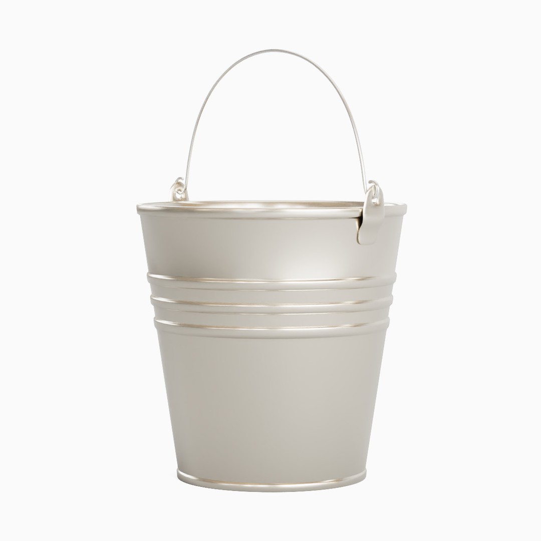 Steel Bucket Set B 3D Model – Mid Poly PBR Asset, FBX & OBJ Formats - View 23