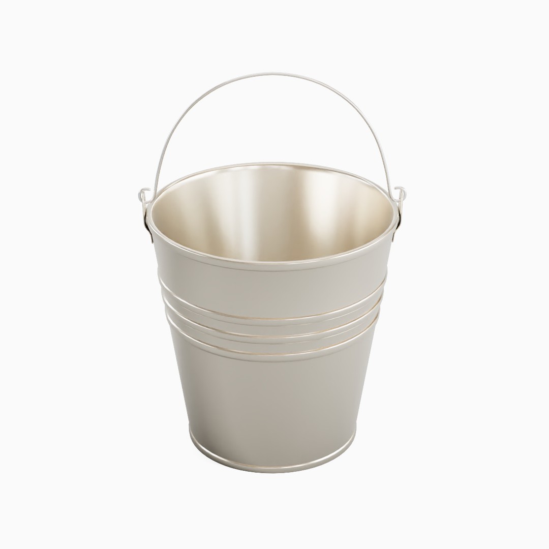Steel Bucket Set B 3D Model – Mid Poly PBR Asset, FBX & OBJ Formats - View 24