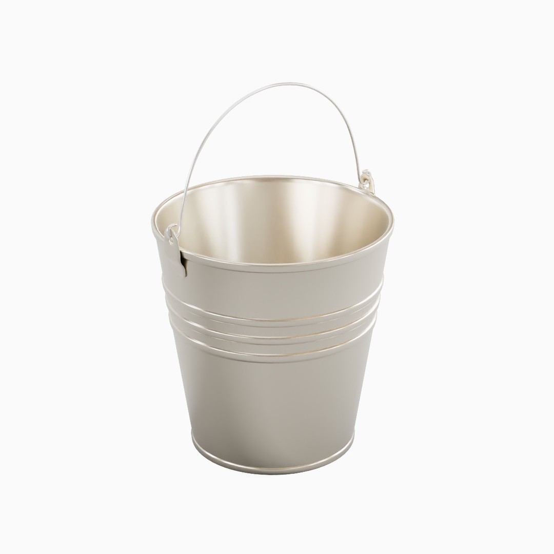 Steel Bucket Set B 3D Model – Mid Poly PBR Asset, FBX & OBJ Formats - View 25