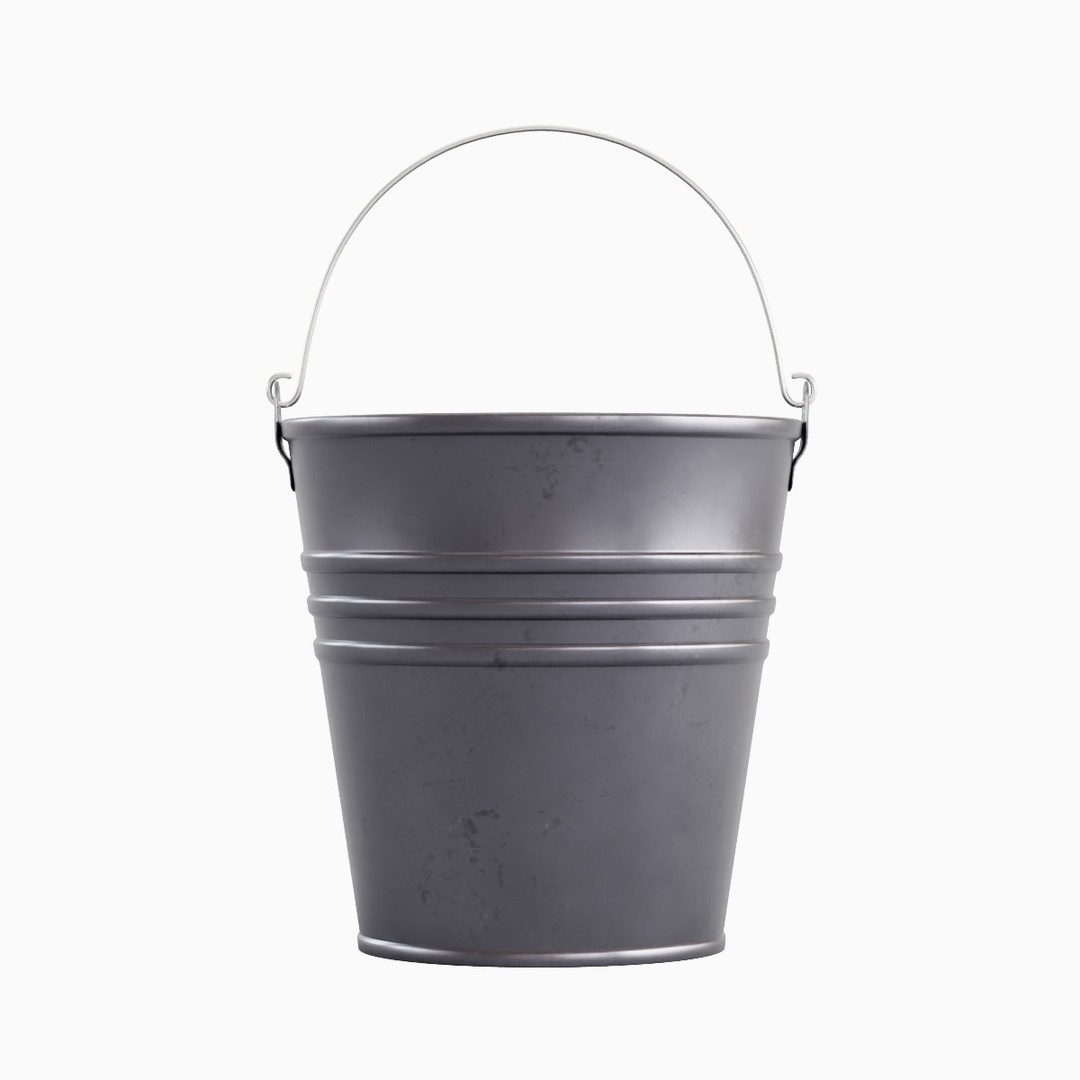 Steel Bucket Set B 3D Model – Mid Poly PBR Asset, FBX & OBJ Formats - View 27