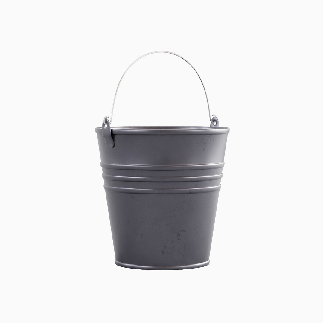 Steel Bucket Set B 3D Model – Mid Poly PBR Asset, FBX & OBJ Formats - View 28
