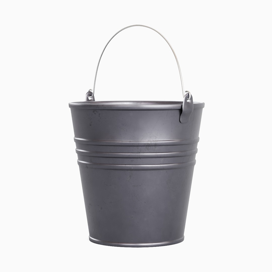Steel Bucket Set B 3D Model – Mid Poly PBR Asset, FBX & OBJ Formats - View 29