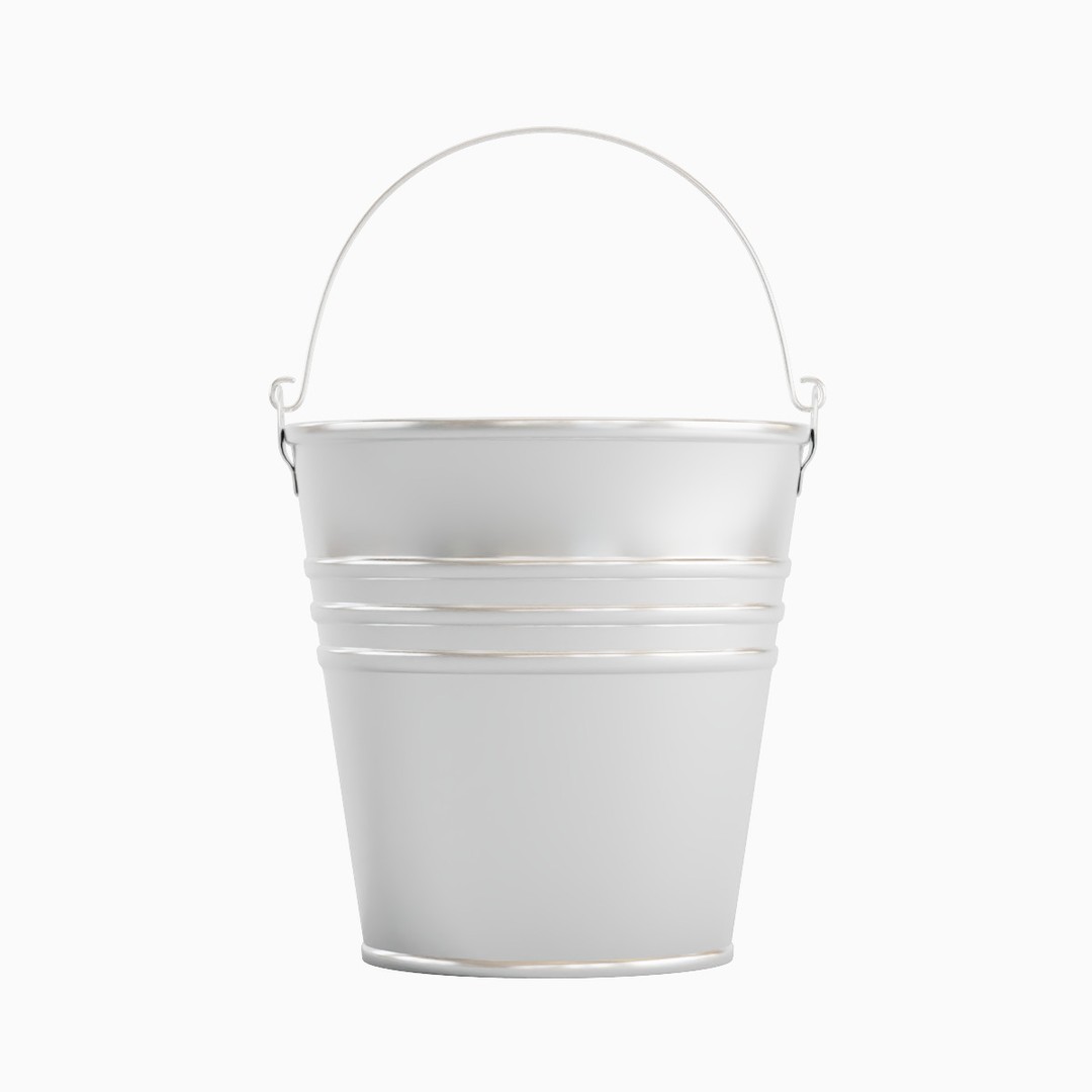 Steel Bucket Set B 3D Model – Mid Poly PBR Asset, FBX & OBJ Formats - View 3