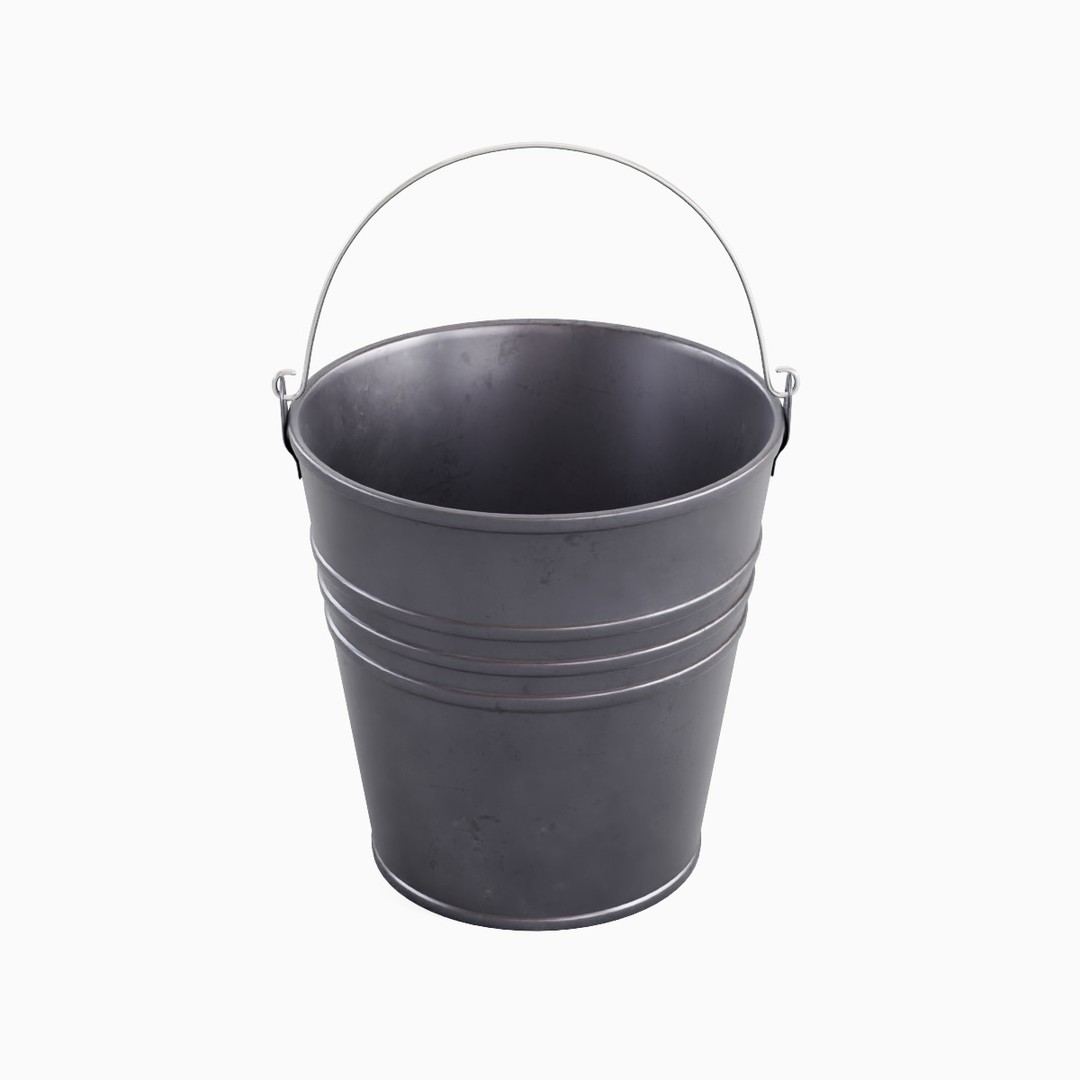 Steel Bucket Set B 3D Model – Mid Poly PBR Asset, FBX & OBJ Formats - View 30
