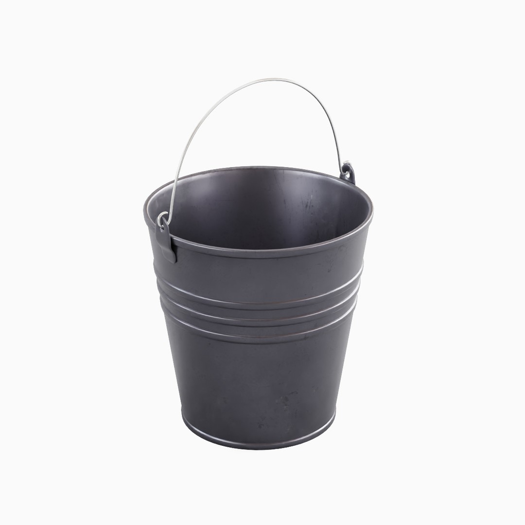 Steel Bucket Set B 3D Model – Mid Poly PBR Asset, FBX & OBJ Formats - View 31