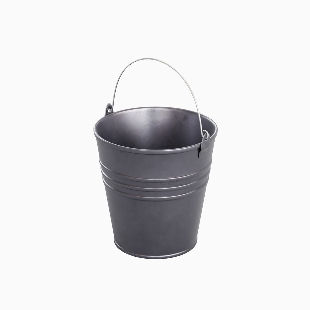 Steel Bucket Set B 3D Model – Mid Poly PBR Asset, FBX & OBJ Formats - View 32