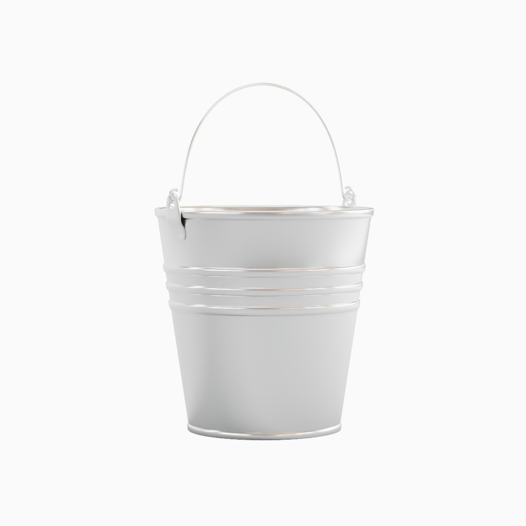 Steel Bucket Set B 3D Model – Mid Poly PBR Asset, FBX & OBJ Formats - View 4