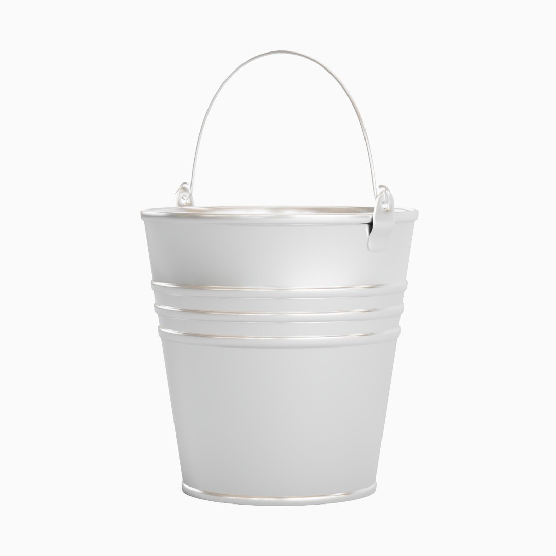 Steel Bucket Set B 3D Model – Mid Poly PBR Asset, FBX & OBJ Formats - View 5