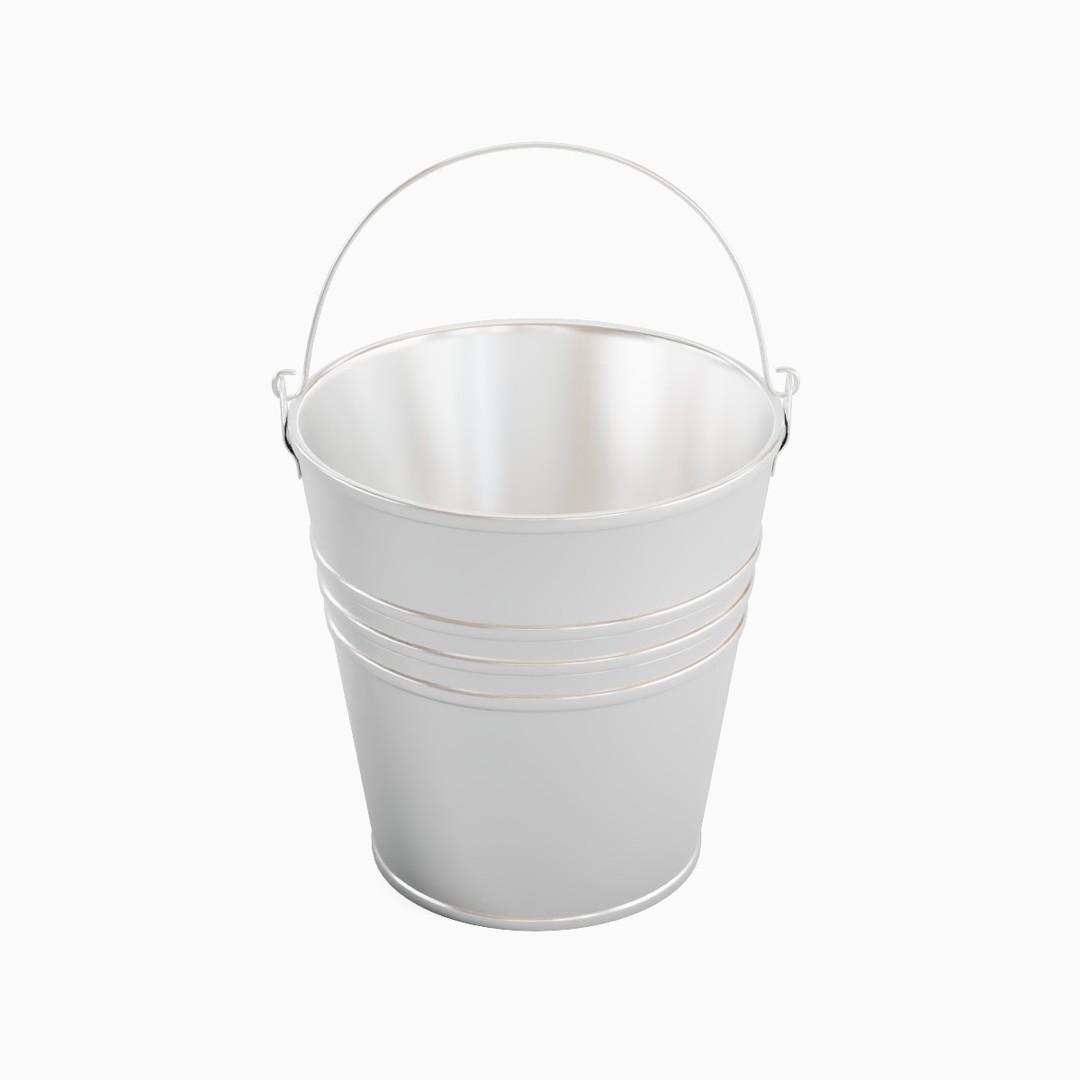 Steel Bucket Set B 3D Model – Mid Poly PBR Asset, FBX & OBJ Formats - View 6