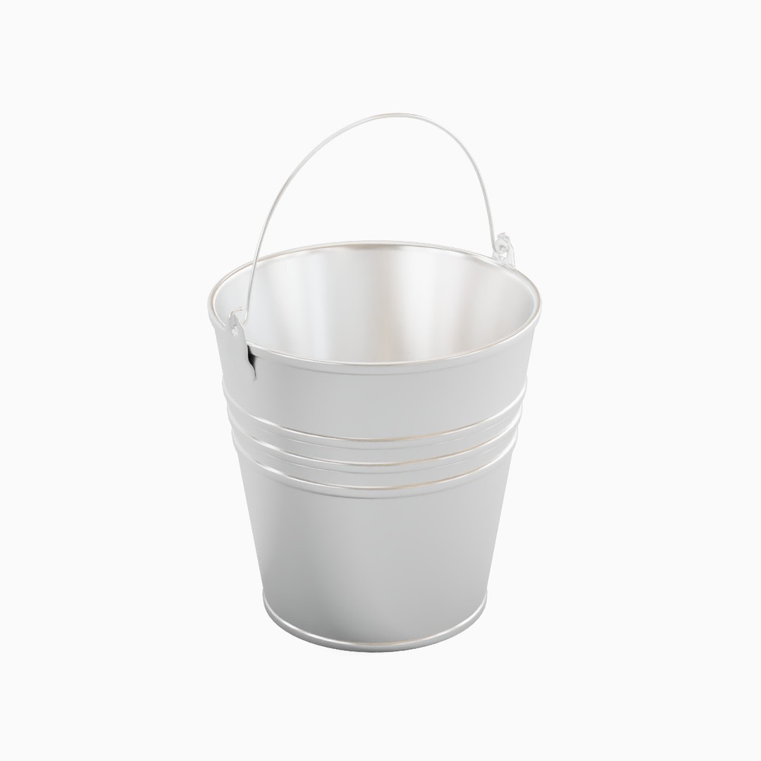 Steel Bucket Set B 3D Model – Mid Poly PBR Asset, FBX & OBJ Formats - View 7