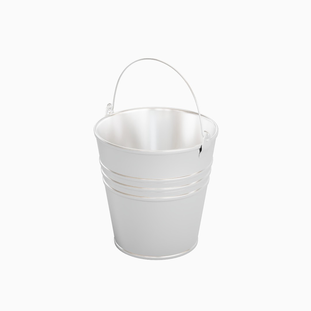 Steel Bucket Set B 3D Model – Mid Poly PBR Asset, FBX & OBJ Formats - View 8
