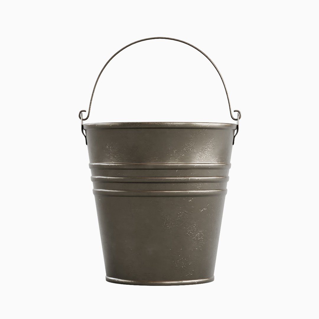Steel Bucket Set B 3D Model – Mid Poly PBR Asset, FBX & OBJ Formats - View 9