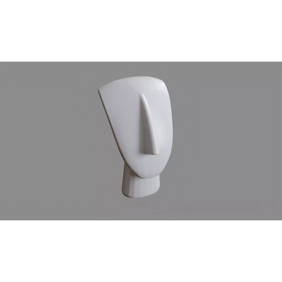 Cycladic Face 3D Model – Minimalist Sculpture with PBR Textures, FBX - View 2