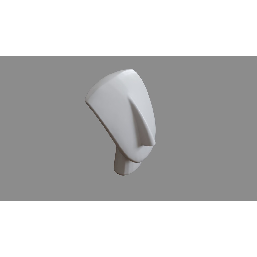 Cycladic Face 3D Model – Minimalist Sculpture with PBR Textures, FBX - View 4