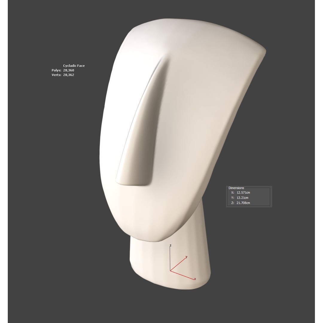 Cycladic Face 3D Model – Minimalist Sculpture with PBR Textures, FBX - View 6
