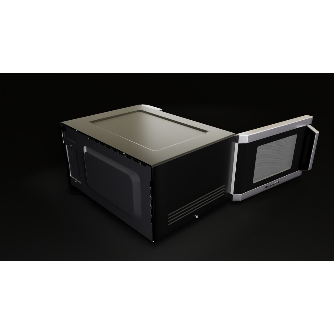 Microwave 3D Model – Low Poly PBR Kitchen Appliance, FBX - View 10