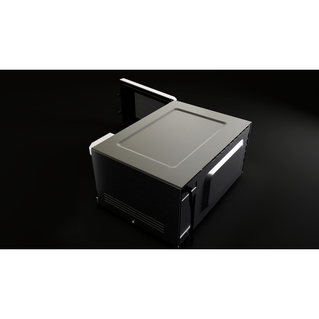 Microwave 3D Model – Low Poly PBR Kitchen Appliance, FBX - View 11