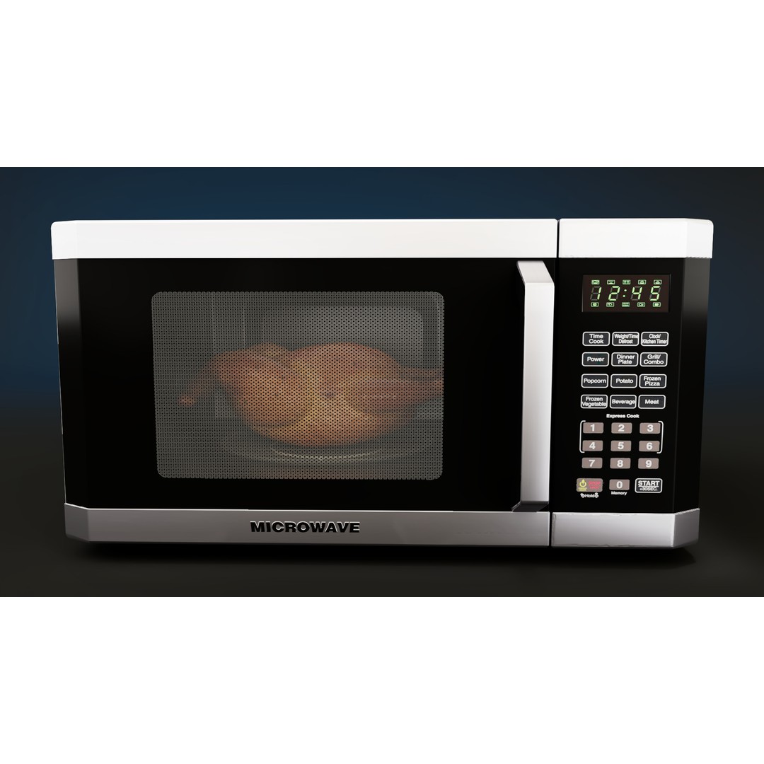 Microwave 3D Model – Low Poly PBR Kitchen Appliance, FBX - View 3
