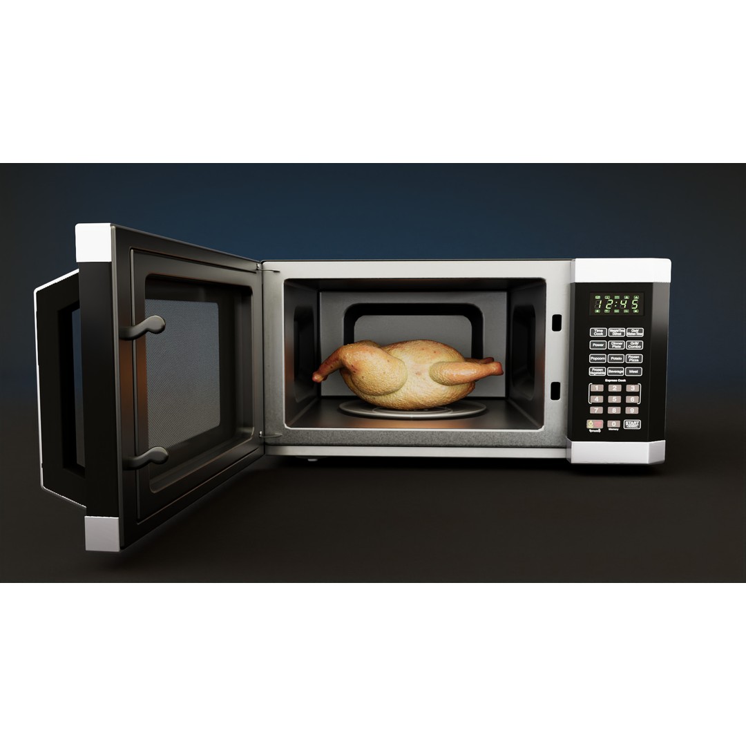 Microwave 3D Model – Low Poly PBR Kitchen Appliance, FBX - View 4