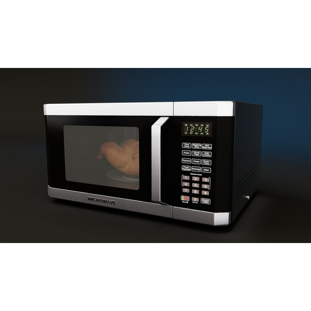 Microwave 3D Model – Low Poly PBR Kitchen Appliance, FBX - View 5