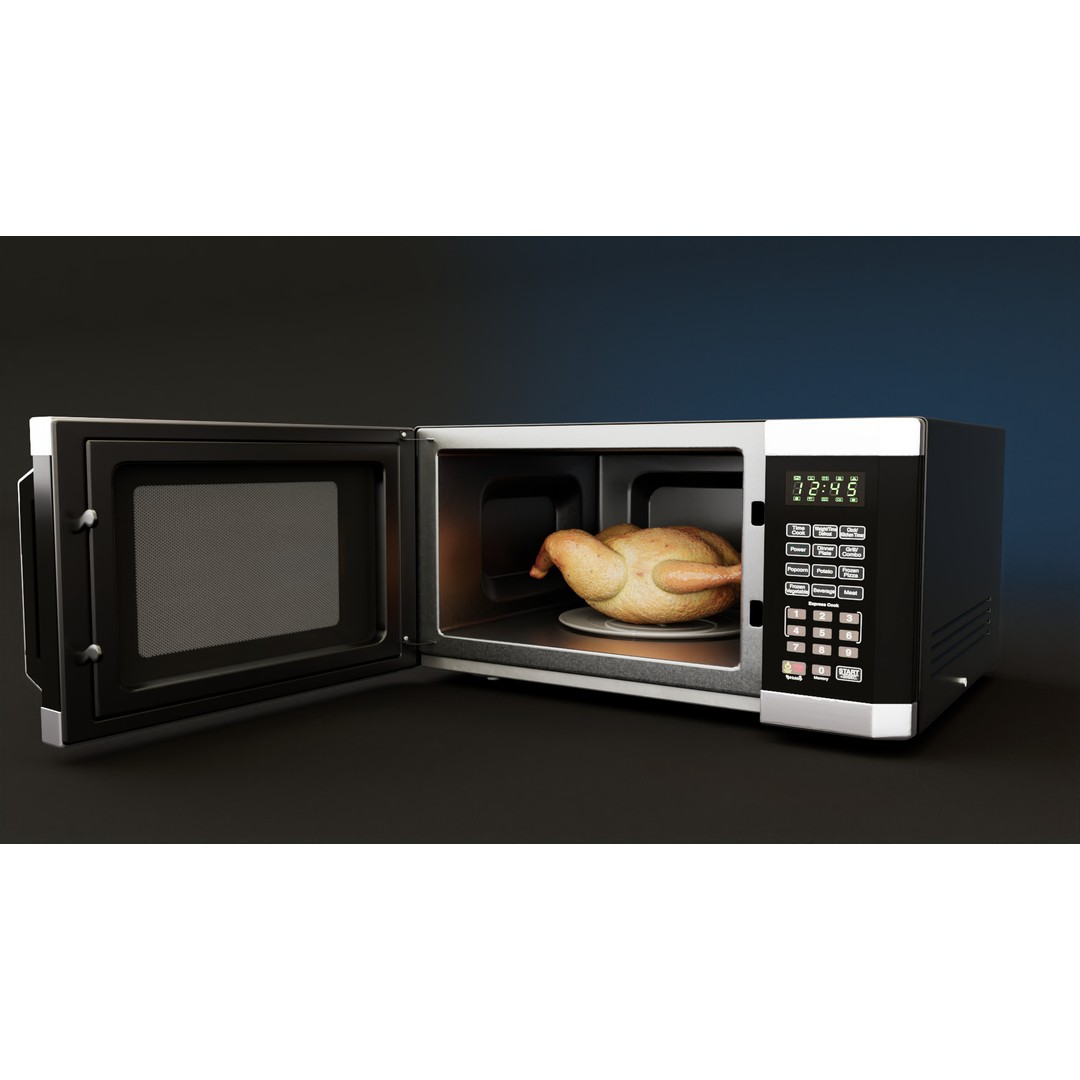 Microwave 3D Model – Low Poly PBR Kitchen Appliance, FBX - View 6